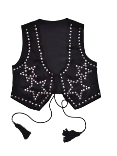 CHALECO NEGRO CON APLIQUES