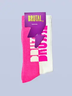 MEDIAS BRUTAL ROSADO CON BEIGE