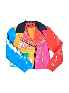 CHAQUETA DE CUERO COLORES CON NEGRO