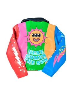 CHAQUETA DE CUERO COLORES CON NEGRO