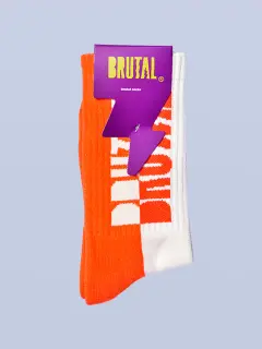 MEDIAS BRUTAL NARANJA CON BEIGE