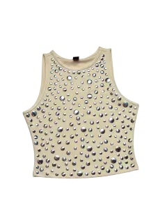 TOP BEIGE CON APLIQUES