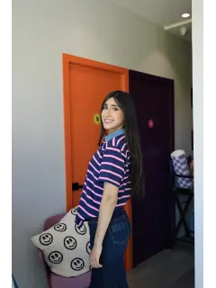 franela de rayas con cuello de jean