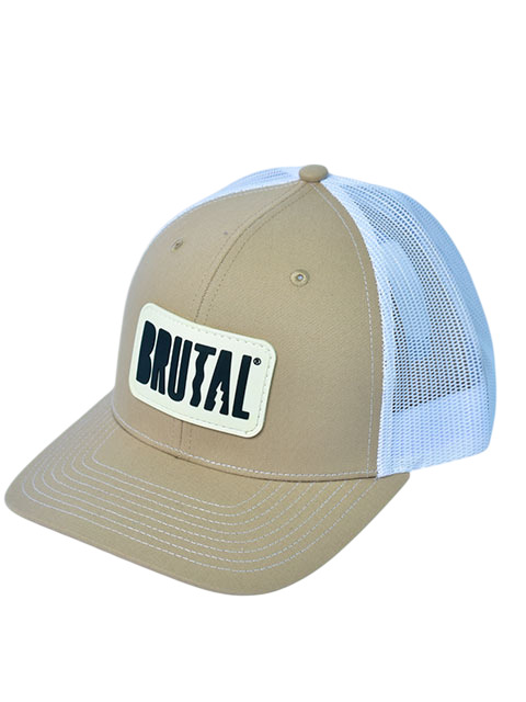 GORRA BEIGE LOGO BLANCO Y NEGRO